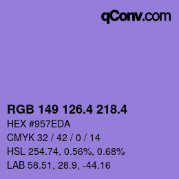 カラーコード: RGB 149 126.4 218.4 | qconv.com