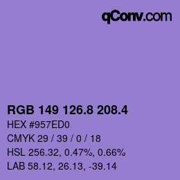 カラーコード: RGB 149 126.8 208.4 | qconv.com