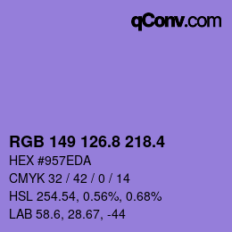 カラーコード: RGB 149 126.8 218.4 | qconv.com