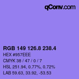 カラーコード: RGB 149 126.8 238.4 | qconv.com