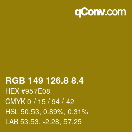 カラーコード: RGB 149 126.8 8.4 | qconv.com