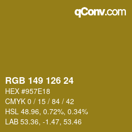 カラーコード: RGB 149 126 24 | qconv.com