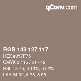 Color code: RGB 149 127 117 | qconv.com