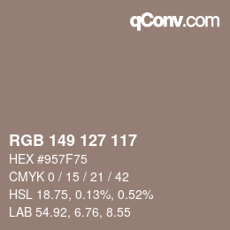 Color code: RGB 149 127 117 | qconv.com