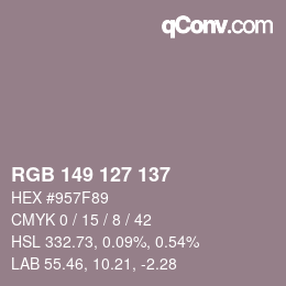 Código de color: RGB 149 127 137 | qconv.com