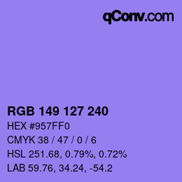 カラーコード: RGB 149 127 240 | qconv.com
