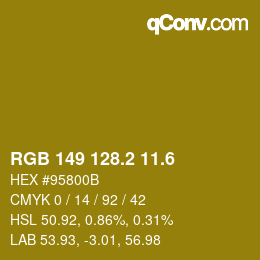 カラーコード: RGB 149 128.2 11.6 | qconv.com