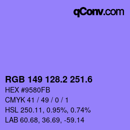 カラーコード: RGB 149 128.2 251.6 | qconv.com