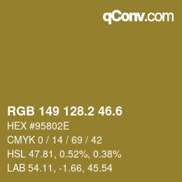 カラーコード: RGB 149 128.2 46.6 | qconv.com