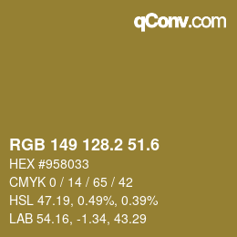 カラーコード: RGB 149 128.2 51.6 | qconv.com