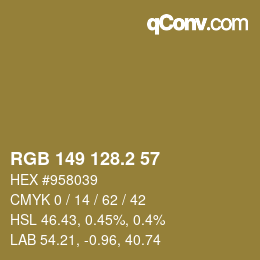 カラーコード: RGB 149 128.2 57 | qconv.com
