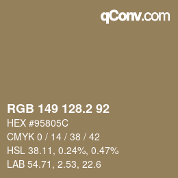 カラーコード: RGB 149 128.2 92 | qconv.com