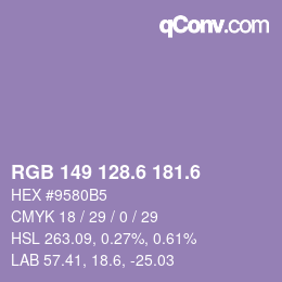 カラーコード: RGB 149 128.6 181.6 | qconv.com