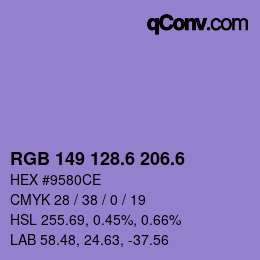 カラーコード: RGB 149 128.6 206.6 | qconv.com