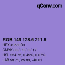 カラーコード: RGB 149 128.6 211.6 | qconv.com