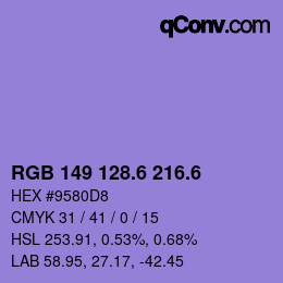 カラーコード: RGB 149 128.6 216.6 | qconv.com