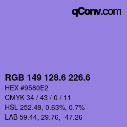 カラーコード: RGB 149 128.6 226.6 | qconv.com