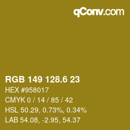 カラーコード: RGB 149 128.6 23 | qconv.com
