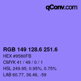 カラーコード: RGB 149 128.6 251.6 | qconv.com