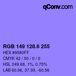 カラーコード: RGB 149 128.6 255 | qconv.com