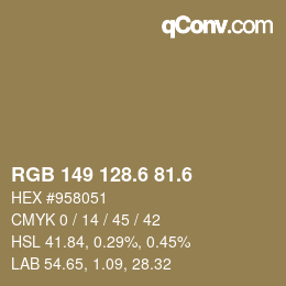 カラーコード: RGB 149 128.6 81.6 | qconv.com