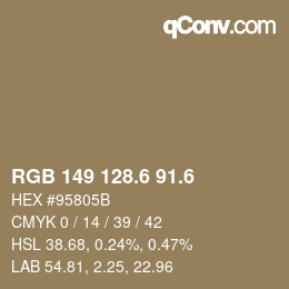 カラーコード: RGB 149 128.6 91.6 | qconv.com