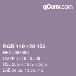 カラーコード: RGB 149 128 156 | qconv.com