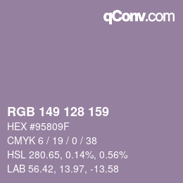 Color code: RGB 149 128 159 | qconv.com