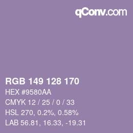 颜色代码: RGB 149 128 170 | qconv.com