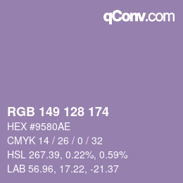 Color code: RGB 149 128 174 | qconv.com