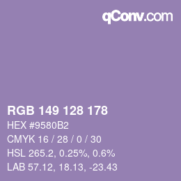 颜色代码: RGB 149 128 178 | qconv.com