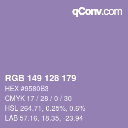 Código de color: RGB 149 128 179 | qconv.com