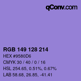 颜色代码: RGB 149 128 214 | qconv.com