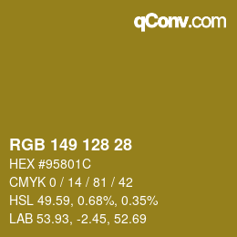 カラーコード: RGB 149 128 28 | qconv.com
