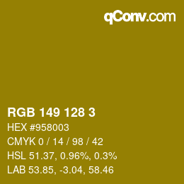 Color code: RGB 149 128 3 | qconv.com