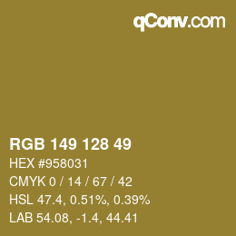 Color code: RGB 149 128 49 | qconv.com