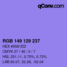 Color code: RGB 149 129 237 | qconv.com