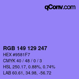 Color code: RGB 149 129 247 | qconv.com