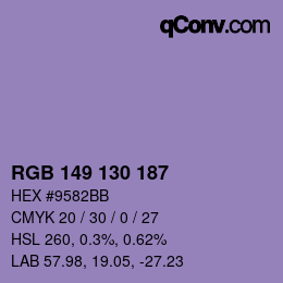 カラーコード: RGB 149 130 187 | qconv.com