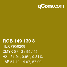 Color code: RGB 149 130 8 | qconv.com