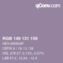 カラーコード: RGB 149 131 159 | qconv.com