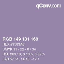 カラーコード: RGB 149 131 168 | qconv.com