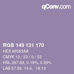 颜色代码: RGB 149 131 170 | qconv.com