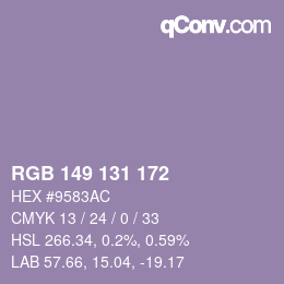 Color code: RGB 149 131 172 | qconv.com