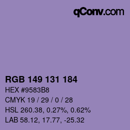 Color code: RGB 149 131 184 | qconv.com