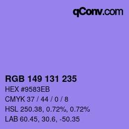 Color code: RGB 149 131 235 | qconv.com