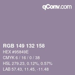 Color code: RGB 149 132 158 | qconv.com