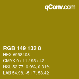 カラーコード: RGB 149 132 8 | qconv.com