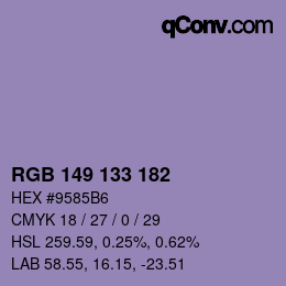 Color code: RGB 149 133 182 | qconv.com