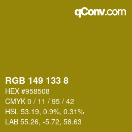 Color code: RGB 149 133 8 | qconv.com